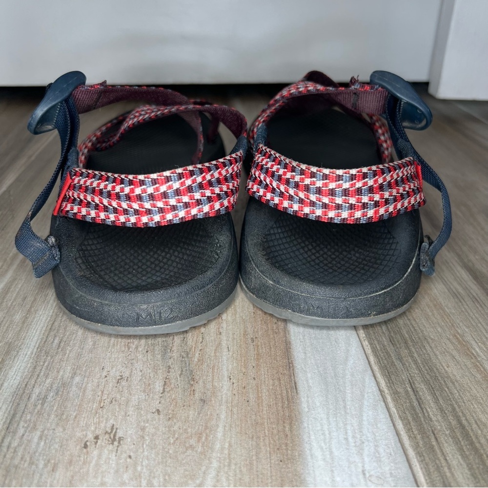 Chaco Z/Cloud Sandals Red White Blue Checkered Straps Navy Buckle Mens 12 - Picture 5 of 10